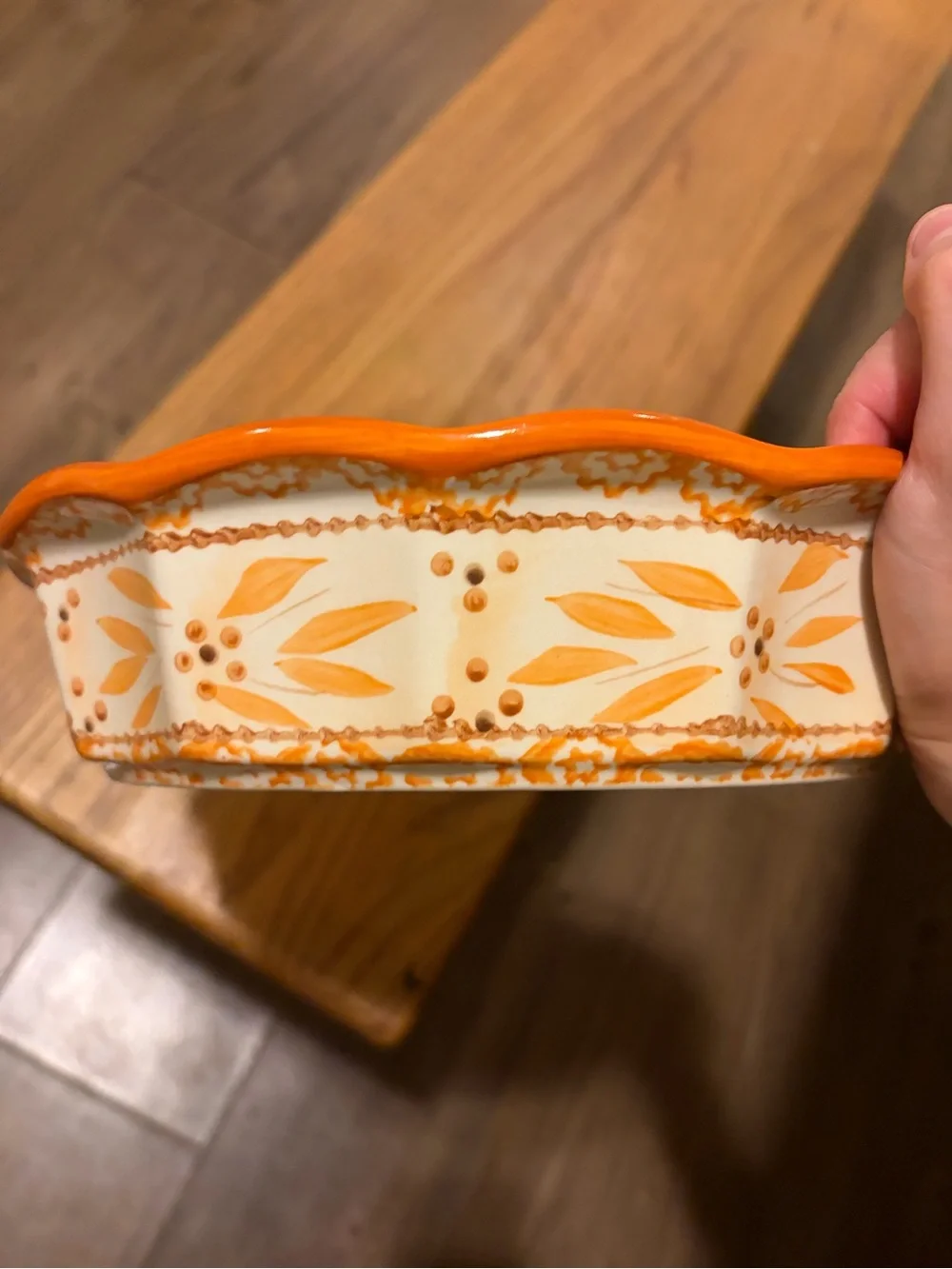 NWOT Temp-Tations Old World Cream & Orange Ceramic Plate